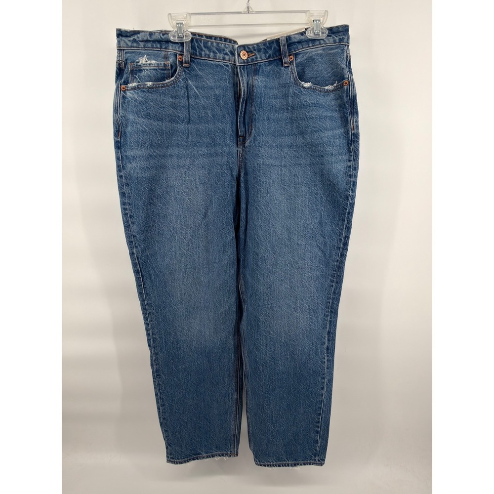 American Eagle Empire Blue V-Rise Mom Jeans Womens 16 Regular 33W Denim 3757 NWT